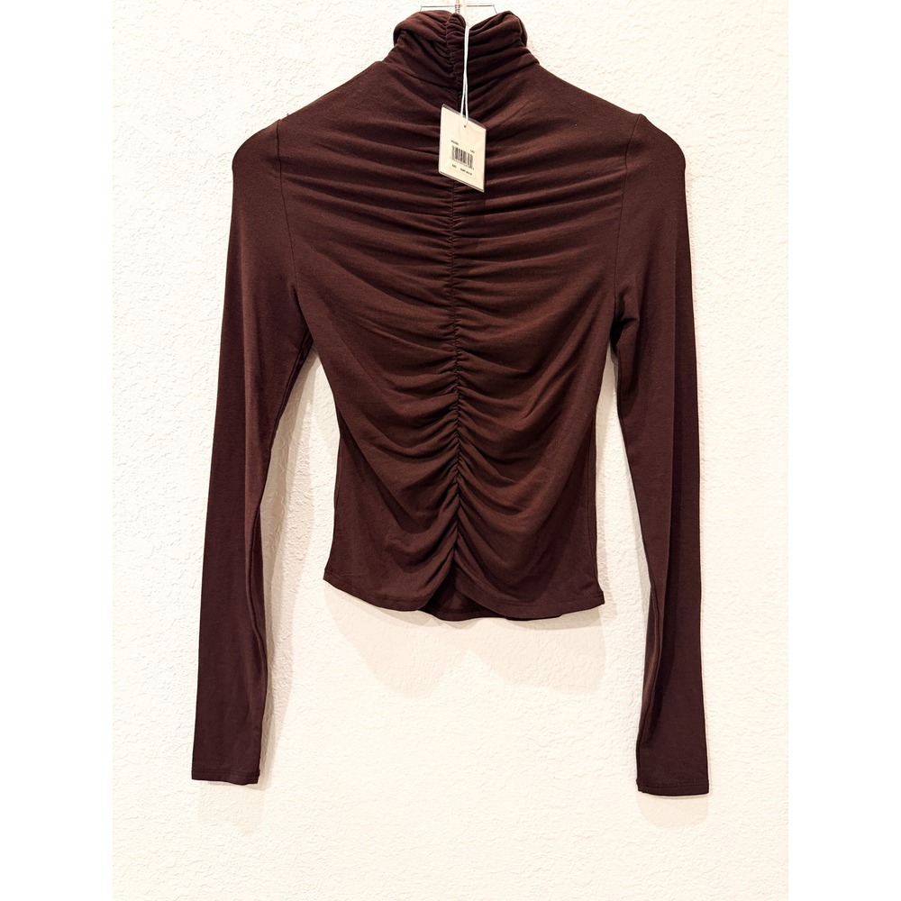 NWT LYR by Splendid Chocolate Brown Turtleneck Cashmere Modal XXS Fall Basic